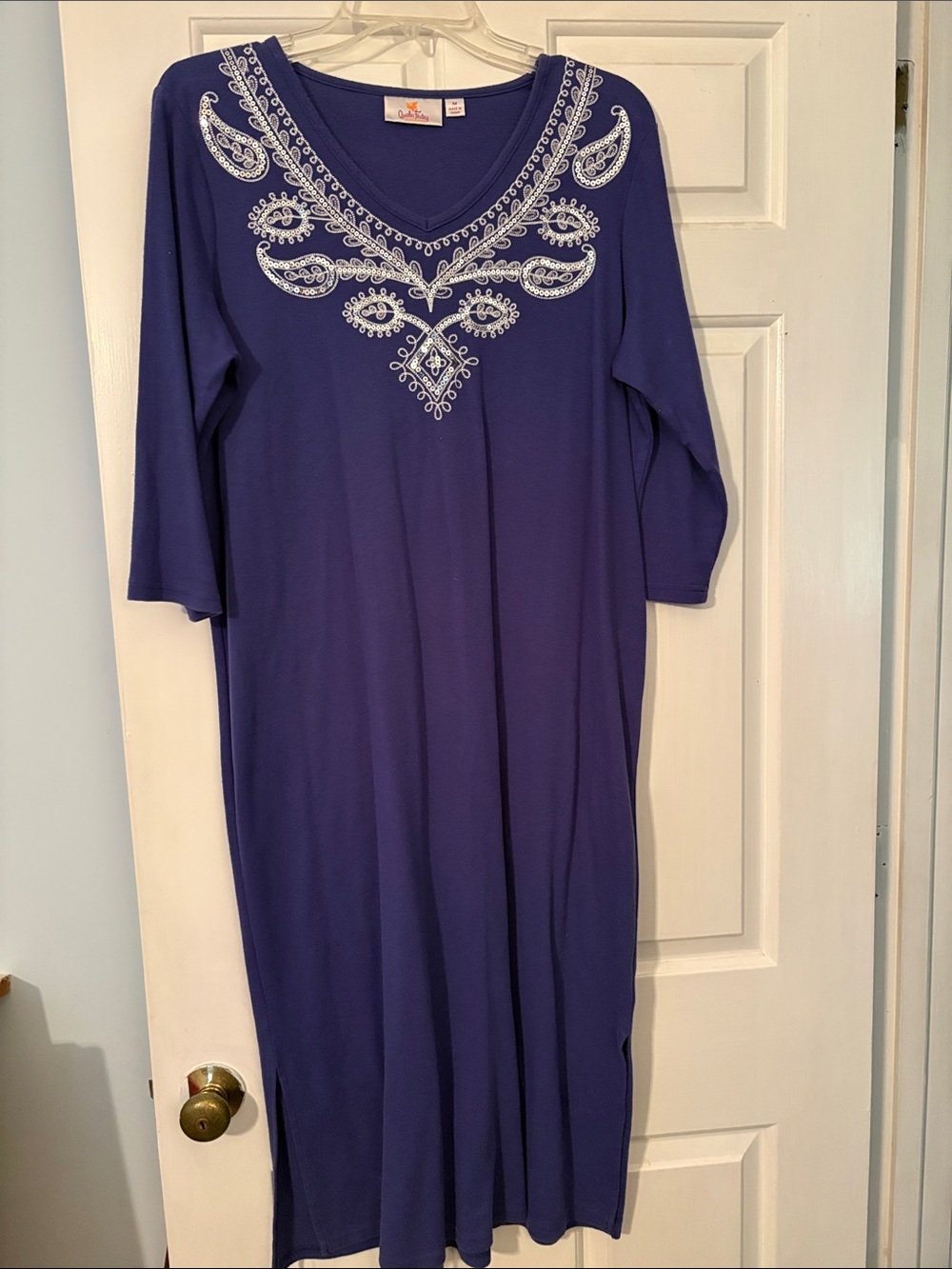 Quacker Factory Purple with White Embroidered Yoke